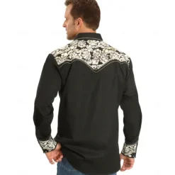 Outlet OUKU Men's Graphic Prints Pistol Shirt Western Shirt Cowboy Shirt Long Sleeve Fashion Designer Casual Outdoor Daily Fall & Winter Turndown Print Button-Down Black Black / Brown Brown Gray+Blue Blue+Blue