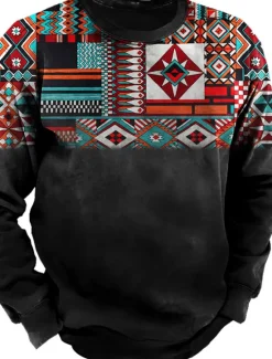 Hot OUKU Men's Graphic Prints Sweatshirt Pullover Long Sleeve Sweatshirt Crew Neck Vintage Designer Basic 3D Print Sports & Outdoor Casual Daily Fall Spring & Fall