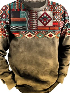 Hot OUKU Men's Graphic Prints Sweatshirt Pullover Long Sleeve Sweatshirt Crew Neck Vintage Designer Basic 3D Print Sports & Outdoor Casual Daily Fall Spring & Fall