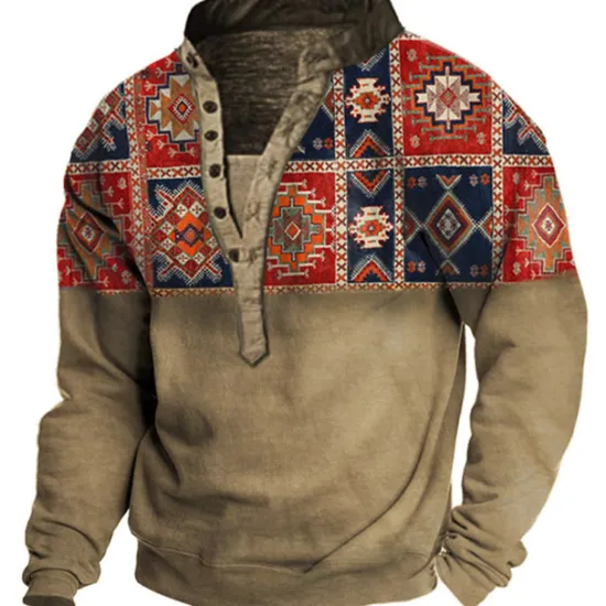 OUKU Men's Graphic Prints Sweatshirt Pullover Long Sleeve Sweatshirt V Neck Vintage Designer Basic 3D Print Casual Streetwear Print Spring Fall Winter