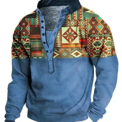 OUKU Men's Graphic Prints Sweatshirt Pullover Long Sleeve Sweatshirt V Neck Vintage Designer Basic 3D Print Casual Streetwear Print Spring Fall Winter