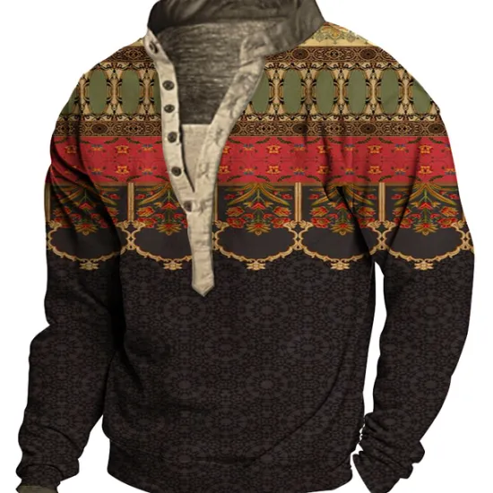 OUKU Men's Graphic Prints Sweatshirt Pullover Long Sleeve Sweatshirt V Neck Vintage Designer Basic 3D Print Casual Streetwear Print Spring Fall Winter