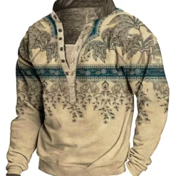 OUKU Men's Graphic Prints Sweatshirt Pullover Long Sleeve Sweatshirt V Neck Vintage Designer Basic 3D Print Casual Streetwear Print Spring Fall Winter