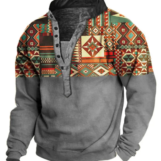 OUKU Men's Graphic Prints Sweatshirt Pullover Long Sleeve Sweatshirt V Neck Vintage Designer Basic 3D Print Casual Streetwear Print Spring Fall Winter