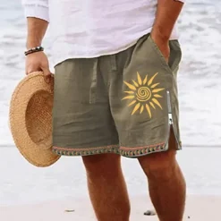 Best OUKU Men's Graphic Prints Swim Trunks Swim Shorts Board Shorts Mid Waist Vintage Ethnic Style Retro Vintage Casual Daily Holiday Zipper Pocket Elastic Waist Designer Clothing Apparel