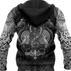 Best OUKU Men's Graphic Prints Viking Hoodie Hoodies Sweatshirt Daily Classic Long Sleeve Hooded Holiday Going out Streetwear Black Yellow Print Spring & Fall Designer