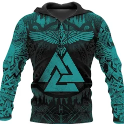 Best OUKU Men's Graphic Prints Viking Hoodie Hoodies Sweatshirt Daily Classic Long Sleeve Hooded Holiday Going out Streetwear Black Yellow Print Spring & Fall Designer