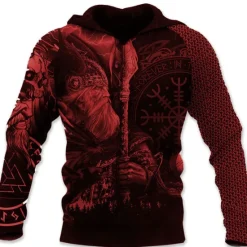 Best OUKU Men's Graphic Prints Viking Hoodie Hoodies Sweatshirt Daily Classic Long Sleeve Hooded Holiday Going out Streetwear Black Yellow Print Spring & Fall Designer