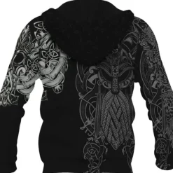 Outlet OUKU Men's Graphic Prints Viking Hoodie Hoodies Sweatshirt Daily Classic Long Sleeve Hooded Holiday Going out Streetwear Black Red Print Spring & Fall Designer