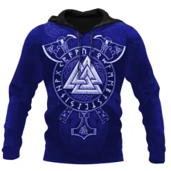 New OUKU Men's Graphic Prints Viking Hoodie Hoodies Sweatshirt Daily Classic Long Sleeve Hooded Holiday Going out Streetwear Black Red Print Spring & Fall Designer
