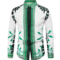 Hot OUKU Men's Graphic Shirt Western Shirt Cowboy Shirt Long Sleeve Fashion Designer Classic Daily Holiday Turndown White Red Green Black+White