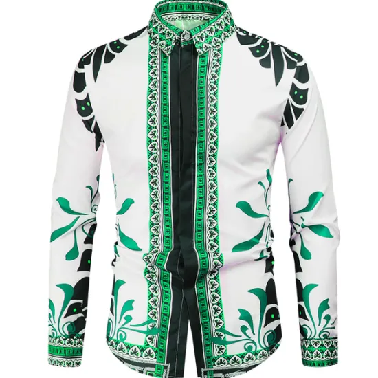 Hot OUKU Men's Graphic Shirt Western Shirt Cowboy Shirt Long Sleeve Fashion Designer Classic Daily Holiday Turndown White Red Green Black+White