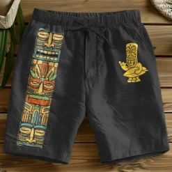 Best OUKU Men's Graphic Shorts Mid Waist Vintage Fashion Ethnic Style Casual Daily Holiday Pocket Drawstring Elastic Waist Designer Clothing Apparel