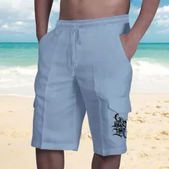 Sale OUKU Men's Graphic Shorts Summer Shorts Baggy Shorts Mid Waist Streetwear Designer Casual Daily Holiday Elastic Waist Drawstring Print Designer Clothing Apparel