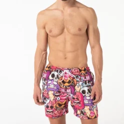 Discount OUKU Men's Graphic Skull Swimming Trunks Board Shorts Swim Shorts Mid Waist Hawaiian Designer Boho Casual Daily Holiday Drawstring with Mesh lining Elastic Waist Designer Clothing Apparel