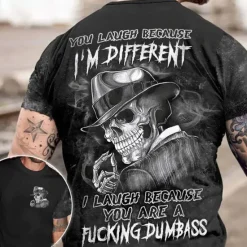 OUKU Men's Graphic Skull T Shirt Halloween Shirt Tee Short Sleeve T shirt 3D Print Crew Neck Shirt Vintage Fashion Designer Outdoor Casual Daily Spring & Summer Clothing Apparel S M L XL 2XL 3XL 4XL Gray