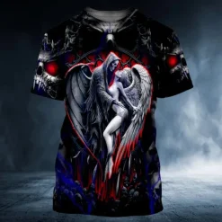 New OUKU Men's Graphic Skulls T Shirt Tee Short Sleeve T shirt 3D Print Crew Neck Shirt Vintage Fashion Designer Outdoor Casual Daily 1 2 3 Spring & Summer Clothing Apparel S M L XL 2XL 3XL 4XL