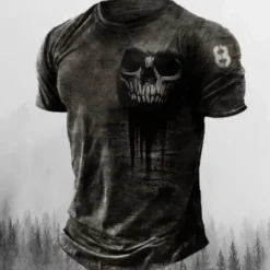 New OUKU Men's Graphic Skulls T Shirt Tee Short Sleeve T shirt 3D Print Crew Neck Shirt Vintage Fashion Designer Outdoor Casual Daily 1 2 3 Spring & Summer Clothing Apparel S M L XL 2XL 3XL 4XL