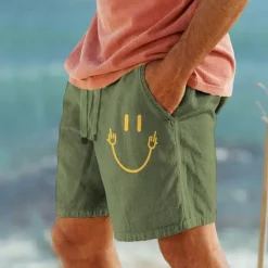Hot OUKU Men's Graphic Smile Face Shorts Summer Shorts Beach Shorts Mid Waist Streetwear Hawaiian Designer Casual Daily Holiday Drawstring Elastic Waist 3D Print Designer Clothing Apparel