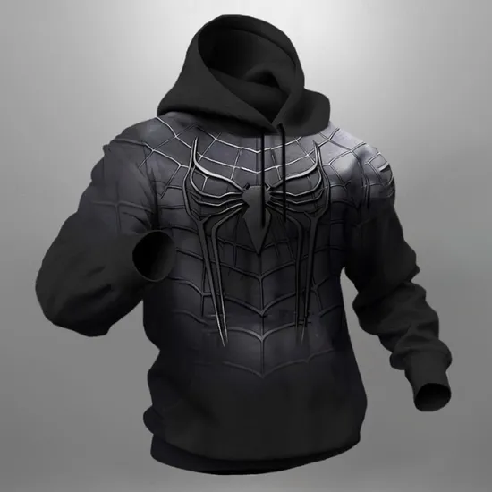 New OUKU Men's Graphic Spider Hoodie Hoodies Sweatshirt Fashion Daily Long Sleeve Hooded Vacation Sports Outdoor Holiday Black Grey Black Print Front Pocket Spring & Fall Designer