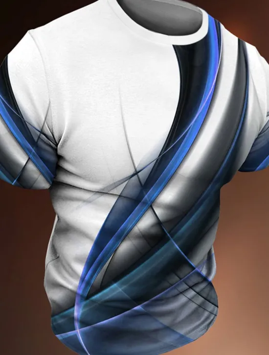 Best OUKU Men's Graphic Striped T Shirt Tee Short Sleeve T shirt 3D Print Crew Neck Shirt Vintage Fashion Designer Outdoor Casual Daily Yellow Blue Purple Spring & Summer Clothing Apparel S M L XL 2XL 3XL
