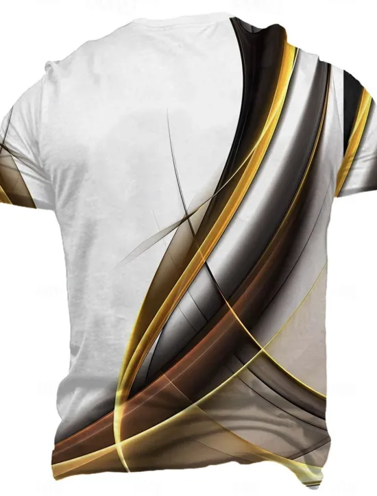 Best OUKU Men's Graphic Striped T Shirt Tee Short Sleeve T shirt 3D Print Crew Neck Shirt Vintage Fashion Designer Outdoor Casual Daily Yellow Blue Purple Spring & Summer Clothing Apparel S M L XL 2XL 3XL