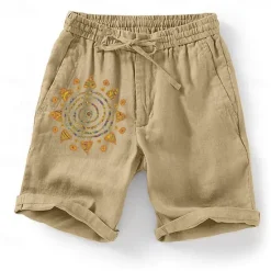 Best OUKU Men's Graphic Sun Shorts Summer Shorts Casual Shorts Mid Waist Streetwear Designer Ethnic Style Casual Daily Holiday Pocket Drawstring Elastic Waist Designer Clothing Apparel