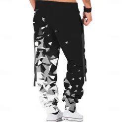 OUKU Men's Graphic Sweatpants Joggers Mid Waist Casual Outdoor 3D Print Fall & Winter Black