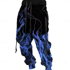 OUKU Men's Graphic Sweatpants Joggers Trousers Mid Waist Casual Outdoor Side Pockets 3D Print Fall & Winter 3D Print Black