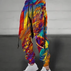 Clearance OUKU Men's Graphic Sweatpants Joggers Pants Trousers Mid Waist Drawstring Elastic Waist Casual Outdoor Street Dailywear Pocket Spring Fall Winter 3D Print Multi Color