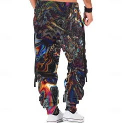 Sale OUKU Men's Graphic Sweatpants Joggers Pants Trousers Mid Waist Drawstring Elastic Waist Casual Dark Outdoor Street Dailywear Pocket Spring Fall Winter 3D Print Black