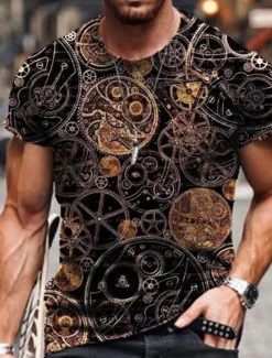Discount OUKU Men's Graphic T Shirt Tee Distressed T Shirt Short Sleeve T shirt 3D Print Crew Neck Shirt Vintage Designer Basic Casual Daily Weekend A B C Summer Clothing Apparel Plus Size S M L XL XXL 3XL 4XL