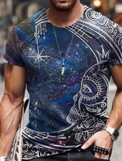 Discount OUKU Men's Graphic T Shirt Tee Distressed T Shirt Short Sleeve T shirt 3D Print Crew Neck Shirt Vintage Designer Basic Casual Daily Weekend A B C Summer Clothing Apparel Plus Size S M L XL XXL 3XL 4XL