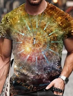 Discount OUKU Men's Graphic T Shirt Tee Distressed T Shirt Short Sleeve T shirt 3D Print Crew Neck Shirt Vintage Designer Basic Casual Daily Weekend A B C Summer Clothing Apparel Plus Size S M L XL XXL 3XL 4XL