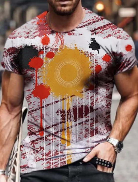 Discount OUKU Men's Graphic T Shirt Tee Distressed T Shirt Short Sleeve T shirt 3D Print Crew Neck Shirt Vintage Designer Basic Casual Daily Weekend A B C Summer Clothing Apparel Plus Size S M L XL XXL 3XL 4XL