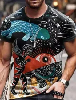 Discount OUKU Men's Graphic T Shirt Tee Distressed T Shirt Short Sleeve T shirt 3D Print Crew Neck Shirt Vintage Designer Basic Casual Daily Weekend A B C Summer Clothing Apparel Plus Size S M L XL XXL 3XL 4XL