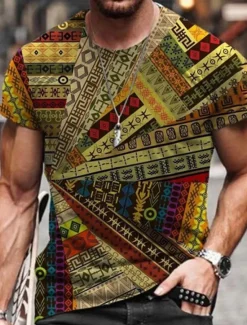 Discount OUKU Men's Graphic T Shirt Tee Distressed T Shirt Short Sleeve T shirt 3D Print Crew Neck Shirt Vintage Designer Basic Casual Daily Weekend A B C Summer Clothing Apparel Plus Size S M L XL XXL 3XL 4XL