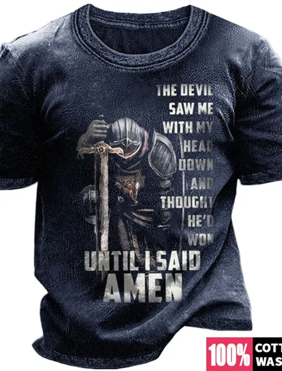 OUKU Men's Graphic Templar Cross T Shirt Graphic Tee 100% Cotton Short Sleeve Graphic Shirt Black Wine Navy Blue Comfortable Tee Vacation Daily Wear Fashion Designer Clothing
