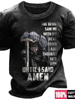 OUKU Men's Graphic Templar Cross T Shirt Graphic Tee 100% Cotton Short Sleeve Graphic Shirt Black Wine Navy Blue Comfortable Tee Vacation Daily Wear Fashion Designer Clothing