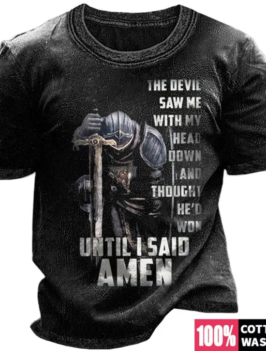 OUKU Men's Graphic Templar Cross T Shirt Graphic Tee 100% Cotton Short Sleeve Graphic Shirt Black Wine Navy Blue Comfortable Tee Vacation Daily Wear Fashion Designer Clothing