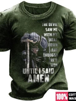 OUKU Men's Graphic Templar Cross T Shirt Graphic Tee 100% Cotton Short Sleeve Graphic Shirt Black Wine Navy Blue Comfortable Tee Vacation Daily Wear Fashion Designer Clothing