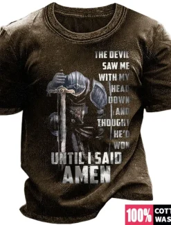 OUKU Men's Graphic Templar Cross T Shirt Graphic Tee 100% Cotton Short Sleeve Graphic Shirt Black Wine Navy Blue Comfortable Tee Vacation Daily Wear Fashion Designer Clothing