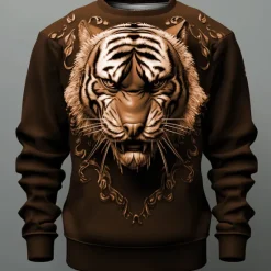 New OUKU Men's Graphic Tiger Sweatshirts Golf Pullover Sweatshirt Long Sleeve Sweatshirt Crew Neck Fashion Daily Casual 3D Print Vacation Holiday Going out Print Spring & Fall