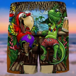 Clearance OUKU Men's Graphic Tree Parrot Swim Trunks Swim Shorts Board Shorts Mid Waist Fashion Streetwear Designer Casual Daily Holiday Pocket Drawstring Elastic Waist Designer Clothing Apparel
