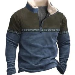 Outlet OUKU Men's Graphic Tribal Sweatshirts Sweatshirt Zip Sweatshirt Long Sleeve Sweatshirt Quarter Zip Daily Basic Ethnic 3D Print Vacation Holiday Going out Print Fleece Fall & Winter