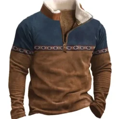 Outlet OUKU Men's Graphic Tribal Sweatshirts Sweatshirt Zip Sweatshirt Long Sleeve Sweatshirt Quarter Zip Daily Basic Ethnic 3D Print Vacation Holiday Going out Print Fleece Fall & Winter