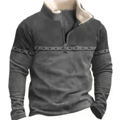Outlet OUKU Men's Graphic Tribal Sweatshirts Sweatshirt Zip Sweatshirt Long Sleeve Sweatshirt Quarter Zip Daily Basic Ethnic 3D Print Vacation Holiday Going out Print Fleece Fall & Winter