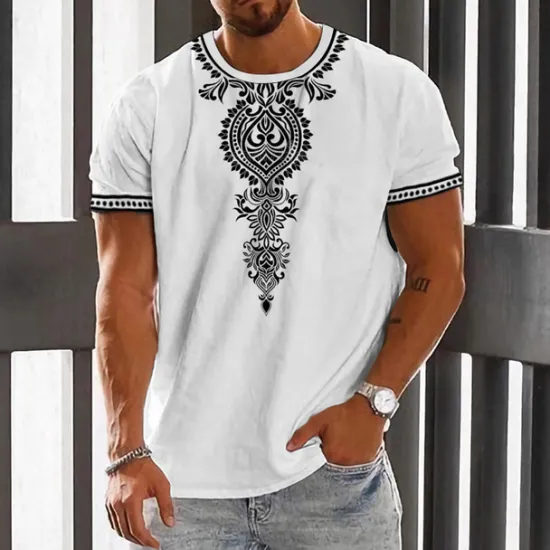Clearance OUKU Men's Graphic Tribal T Shirt Short Sleeve T shirt 3D Print Crew Neck Shirt Vintage Fashion Designer Outdoor Daily Sports White Blue Green Spring & Summer Clothing Apparel S M L XL 2XL 3XL