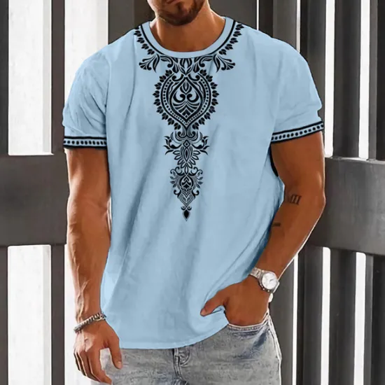 Clearance OUKU Men's Graphic Tribal T Shirt Short Sleeve T shirt 3D Print Crew Neck Shirt Vintage Fashion Designer Outdoor Daily Sports White Blue Green Spring & Summer Clothing Apparel S M L XL 2XL 3XL