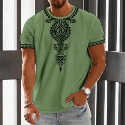 Clearance OUKU Men's Graphic Tribal T Shirt Short Sleeve T shirt 3D Print Crew Neck Shirt Vintage Fashion Designer Outdoor Daily Sports White Blue Green Spring & Summer Clothing Apparel S M L XL 2XL 3XL